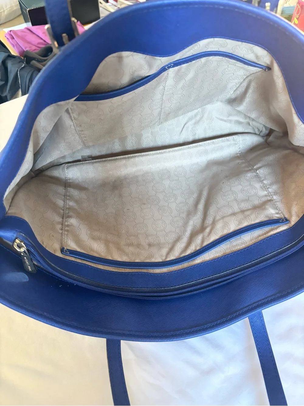 Michael Kors Royal Blue leather Tote with Gold Hardware